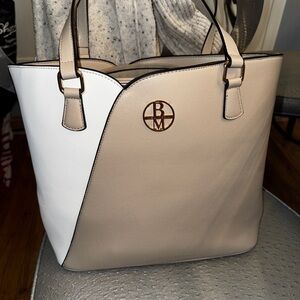 Two-Tone Beige and White Women's Tote Bag